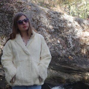 Vintage 100% Real Rabbit Fur Ladies Coat